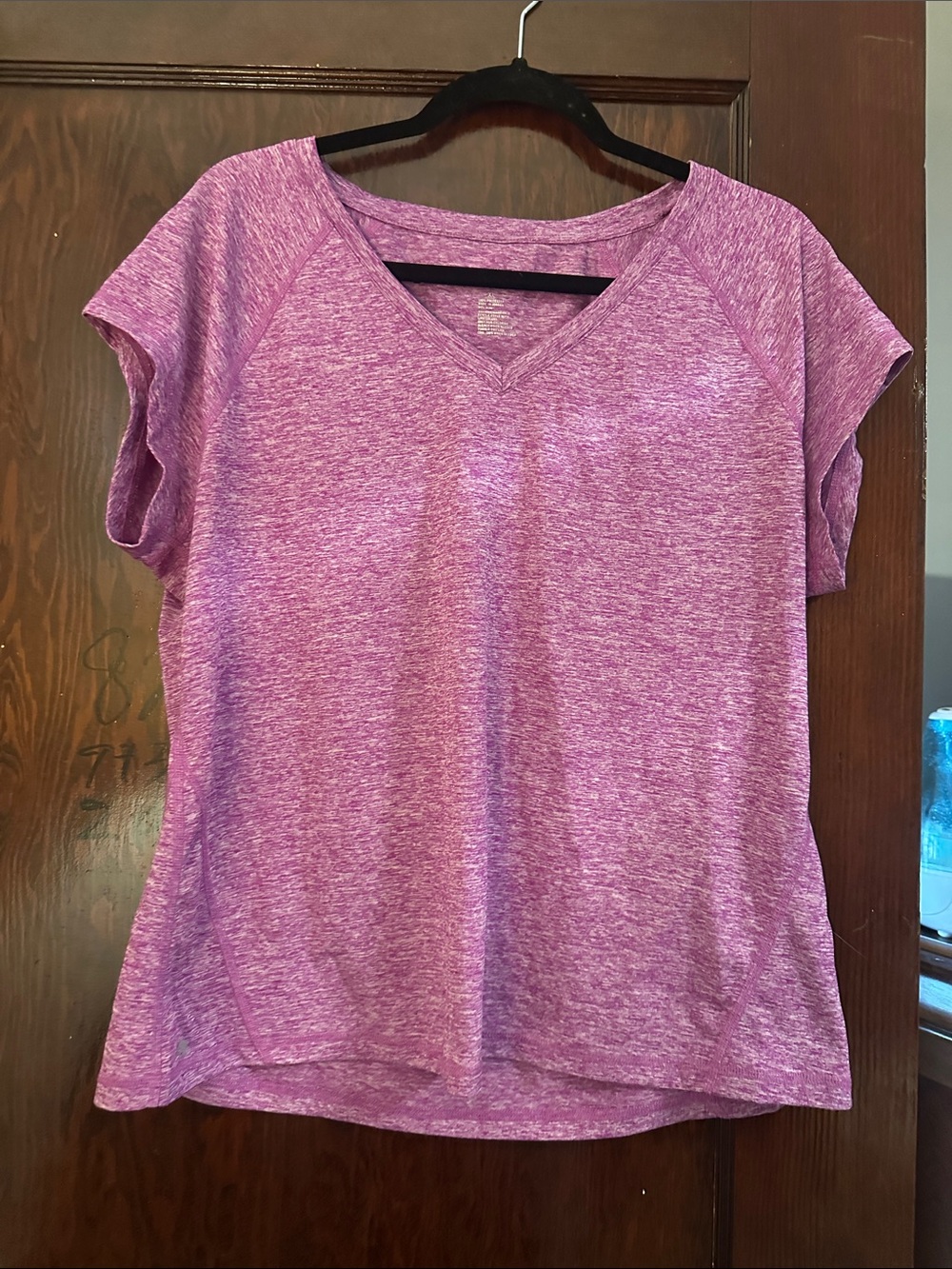 Ideology Heathered Pink V-Neck Short Sleeve Tee